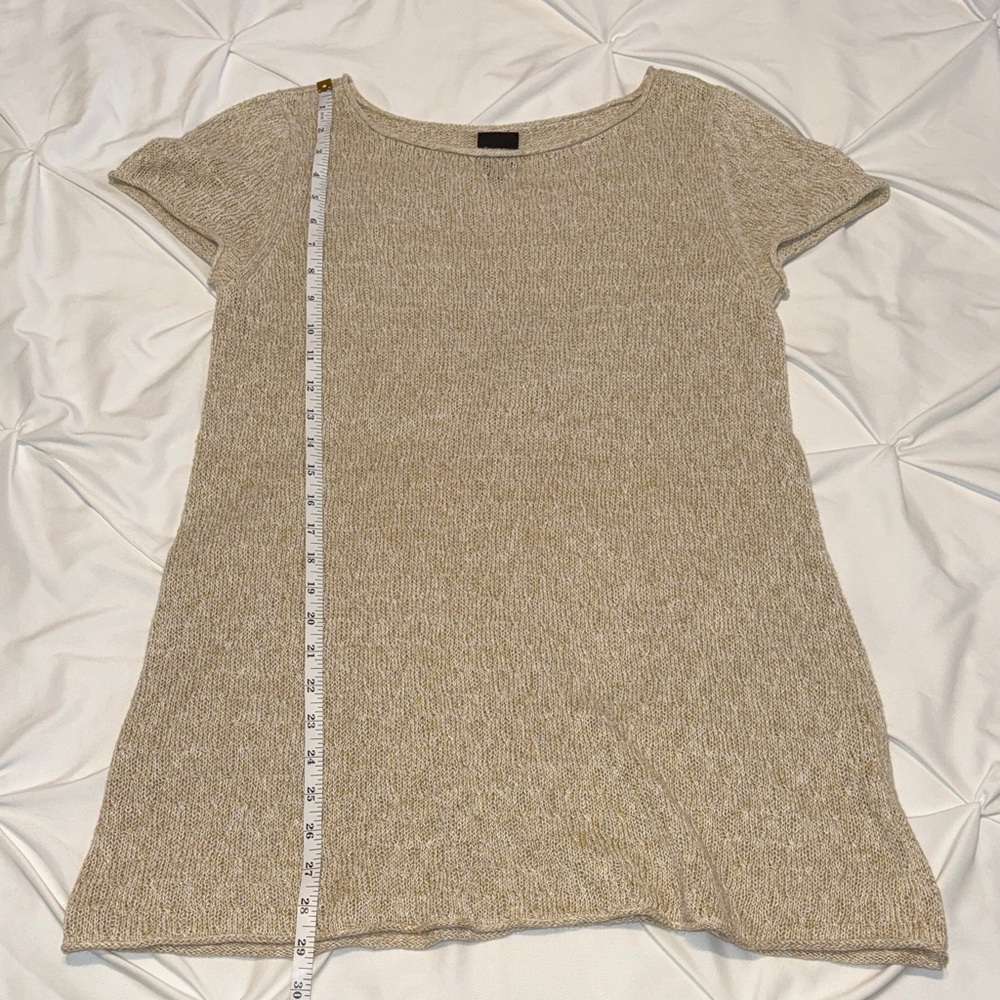 Eileen Fisher Beige Short Sleeve Knit Top - Picture 4 of 7